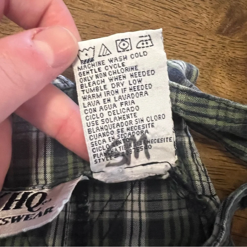 Vintage KHQ Sportswear Baby Overalls 9-12 Months Plaid Monkey Bear 90s Y2K